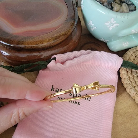 Kate Spade Gold Bow Bracelet Minimalist Bangle